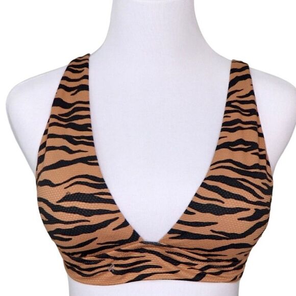 BOGOF Aerie Zebra Tan Removable Pad Tie Back Bikini Swimwear Top SMALL Wild Side - Picture 1 of 7